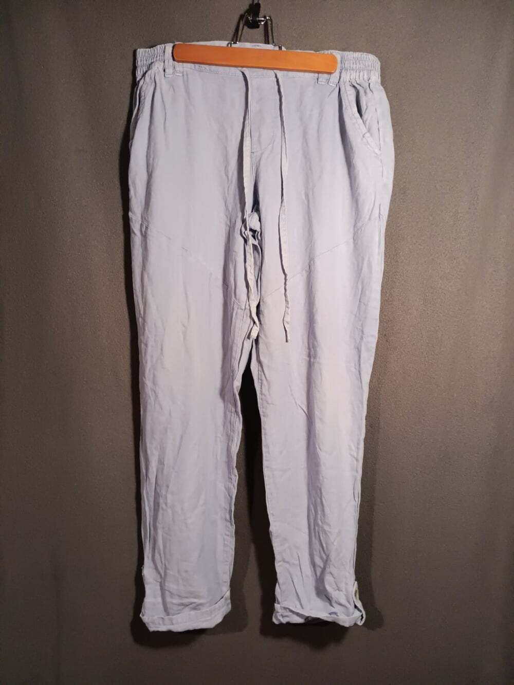 Sincerely Jules Medium Linen Blend Light Blue Lagenlook Beachy Pants